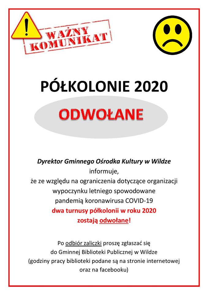 Polkolonie odwolane